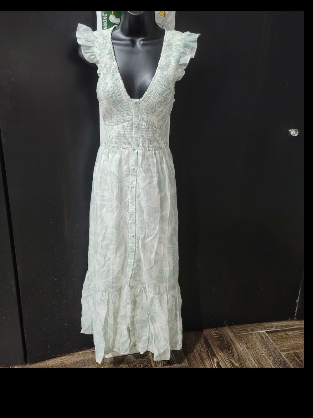 Light Sage Green Ruffle Sleeve Maxi Dress